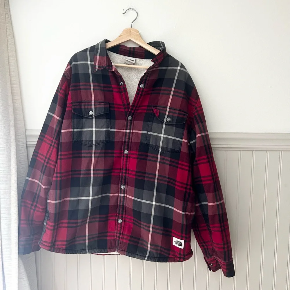 The North Face Campshire Plaid Sherpa Fleece Lined Shirt Jacket Mens XL